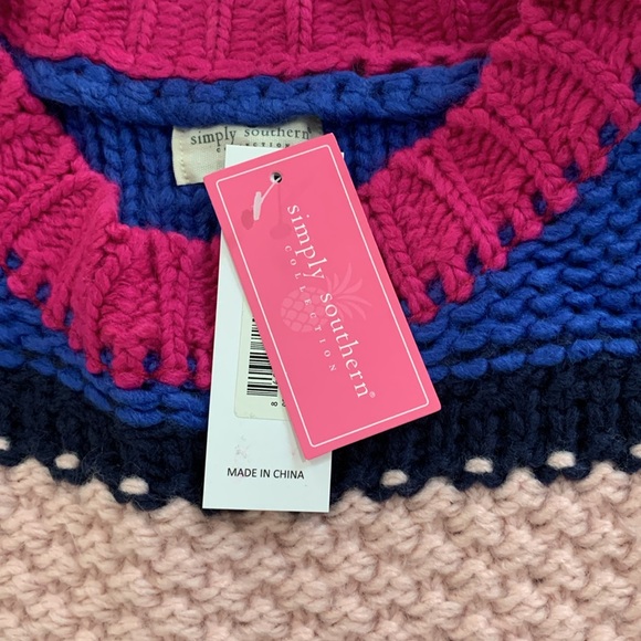 Simply Southern Oversized Cropped Striped Sweater XL Multicolor Knit NWT - Picture 7 of 8